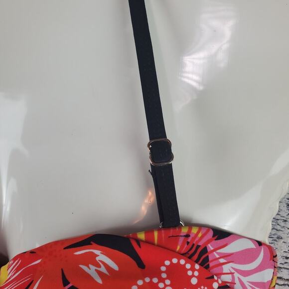 Sunshine Zone Red Floral Halter SwimsuitSz L (12/14) Tropical Retro Beach Ready - Picture 3 of 10